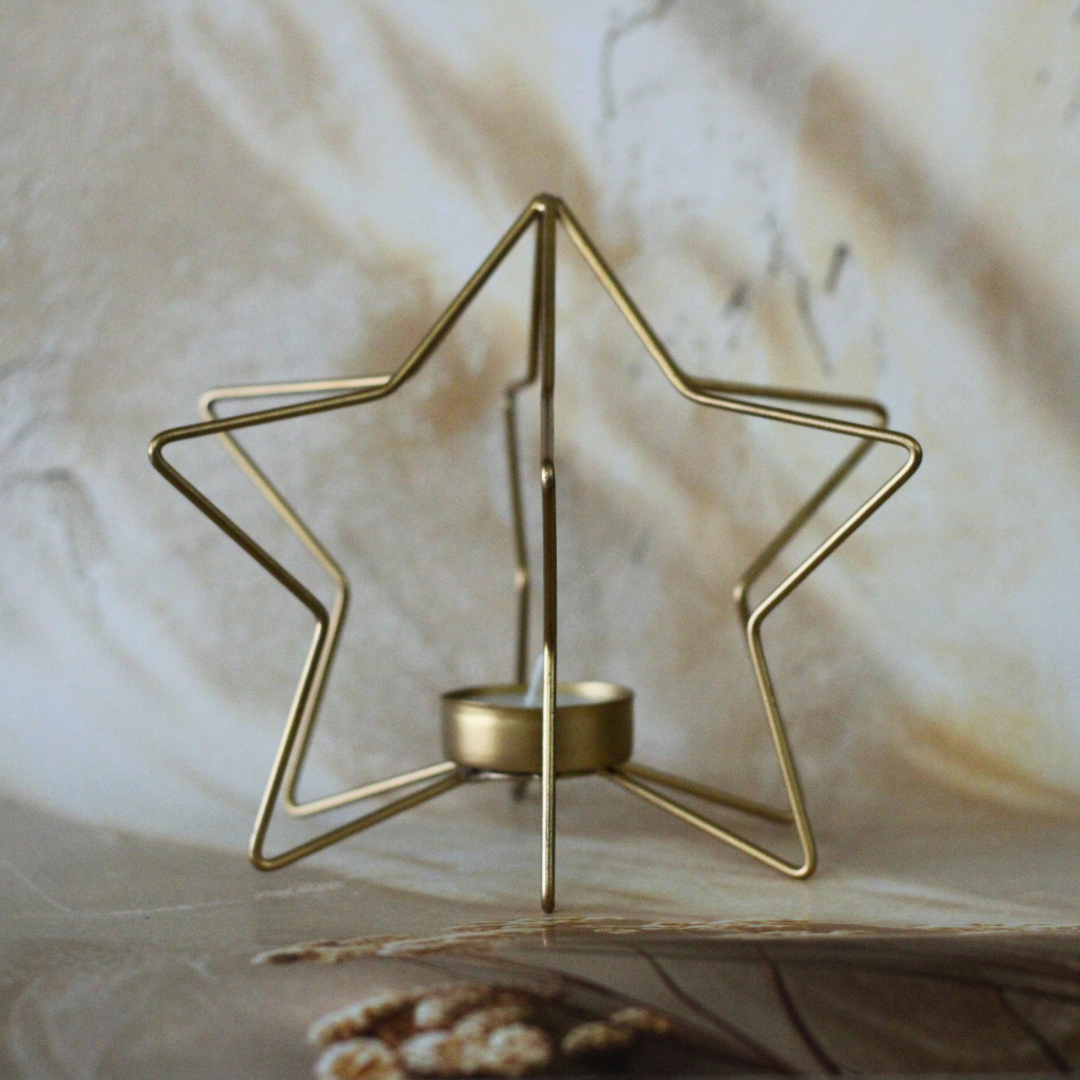 Celestial Starfire Metal Candle Stand for Wiccans and Meditation Rituals – Elevate Your Spiritual Practices