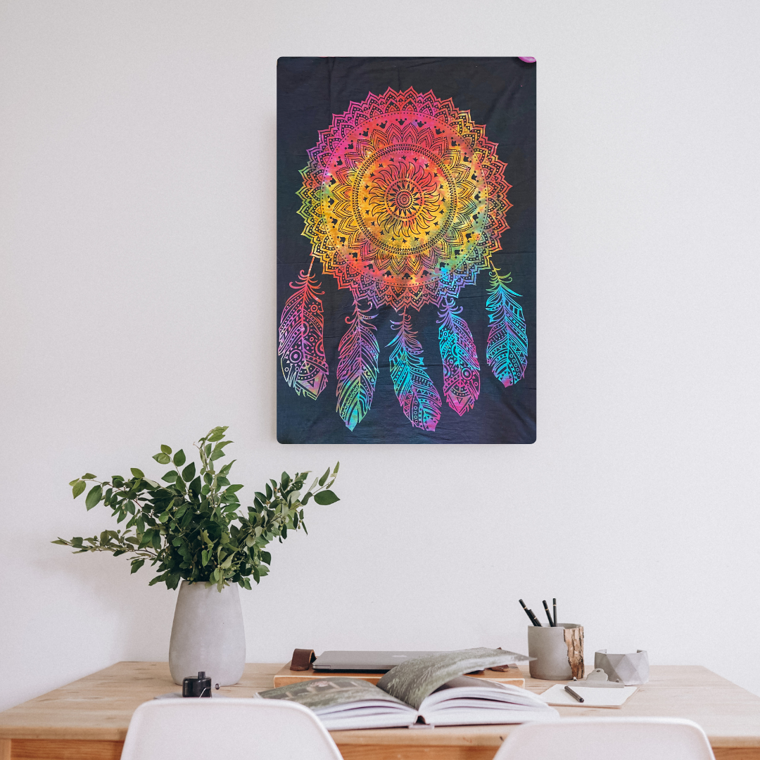 Mystic Mandala Dreamcatcher Tapestry – Wiccan Wall Hanging for Sacred Spaces