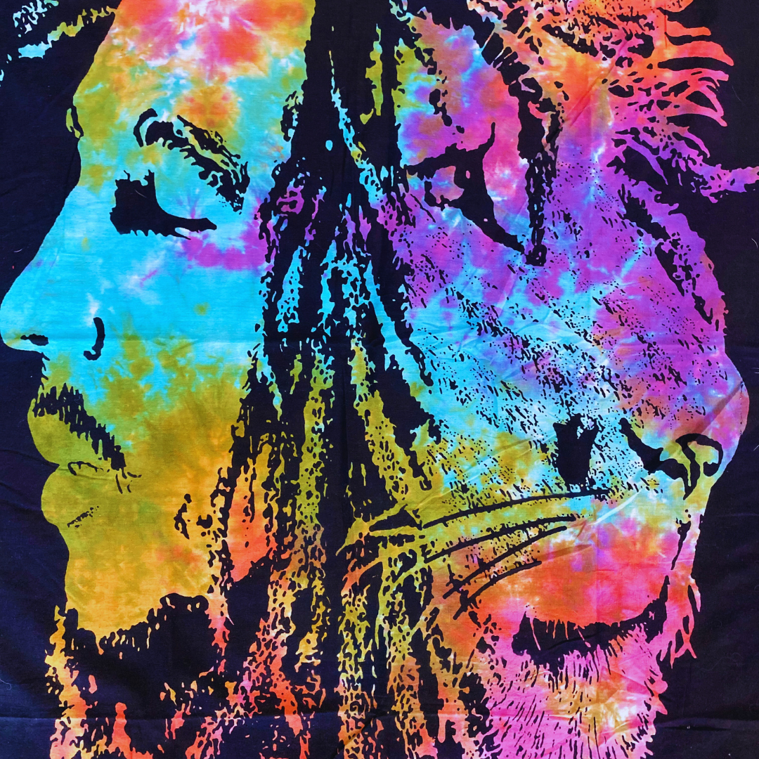 Mystic Rasta Lion Tapestry Altar Cloth – Spiritual Boho Wall Hanging for Energy