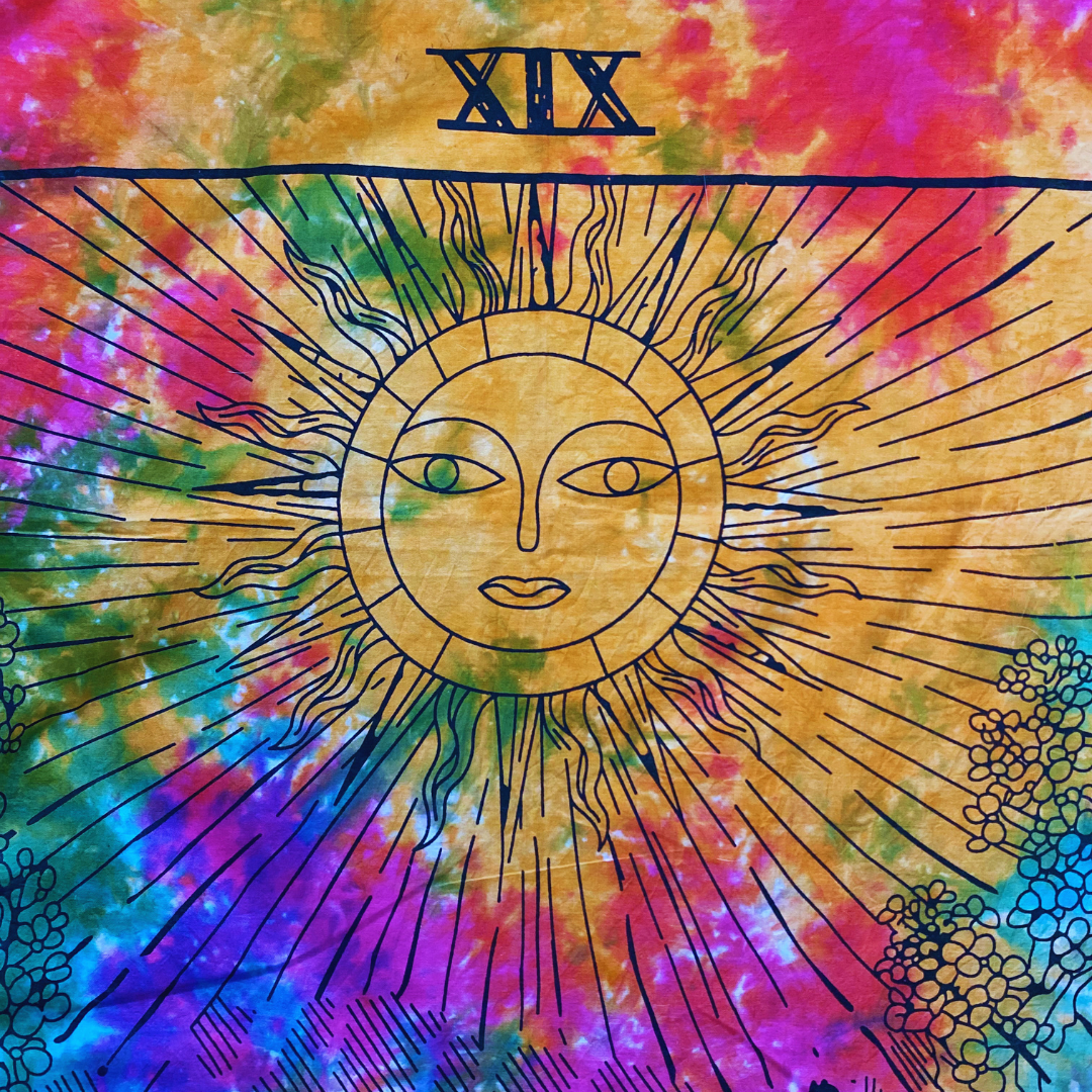 The Sun Tarot Tapestry Altar Cloth for Rituals and Spiritual Boho Décor