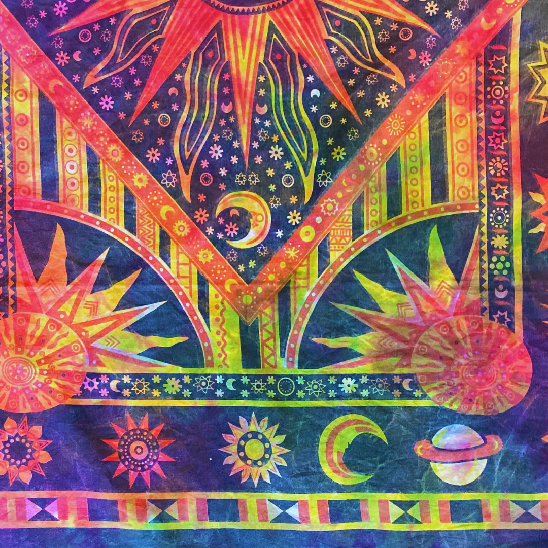 Holographic Sun & Moon Altar Cloth | Celestial Tarot Reading & Meditation Tapestry