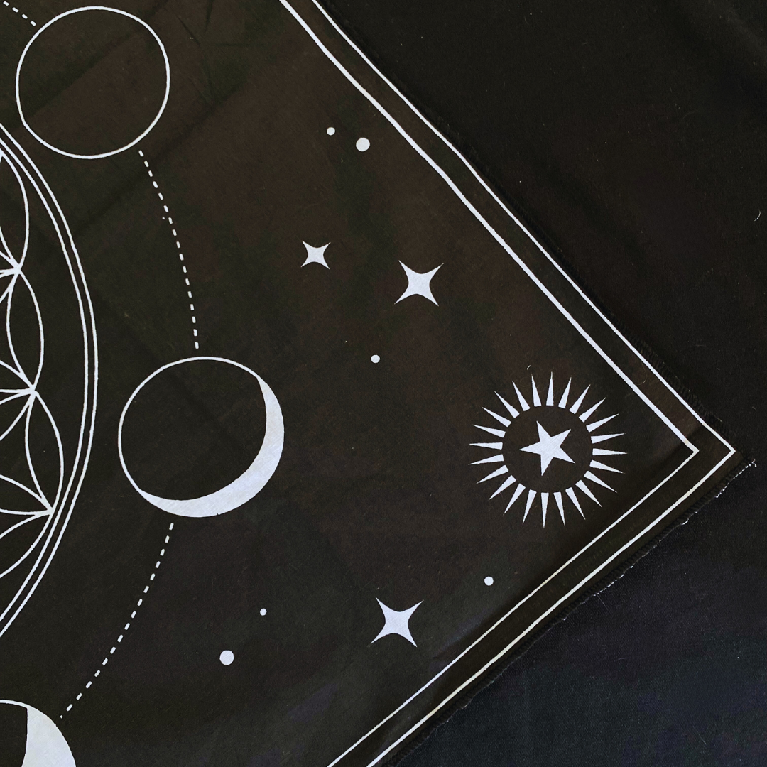 Lunar Flower of Life Altar Cloth | Sacred Geometry Tapestry for Energy Healing