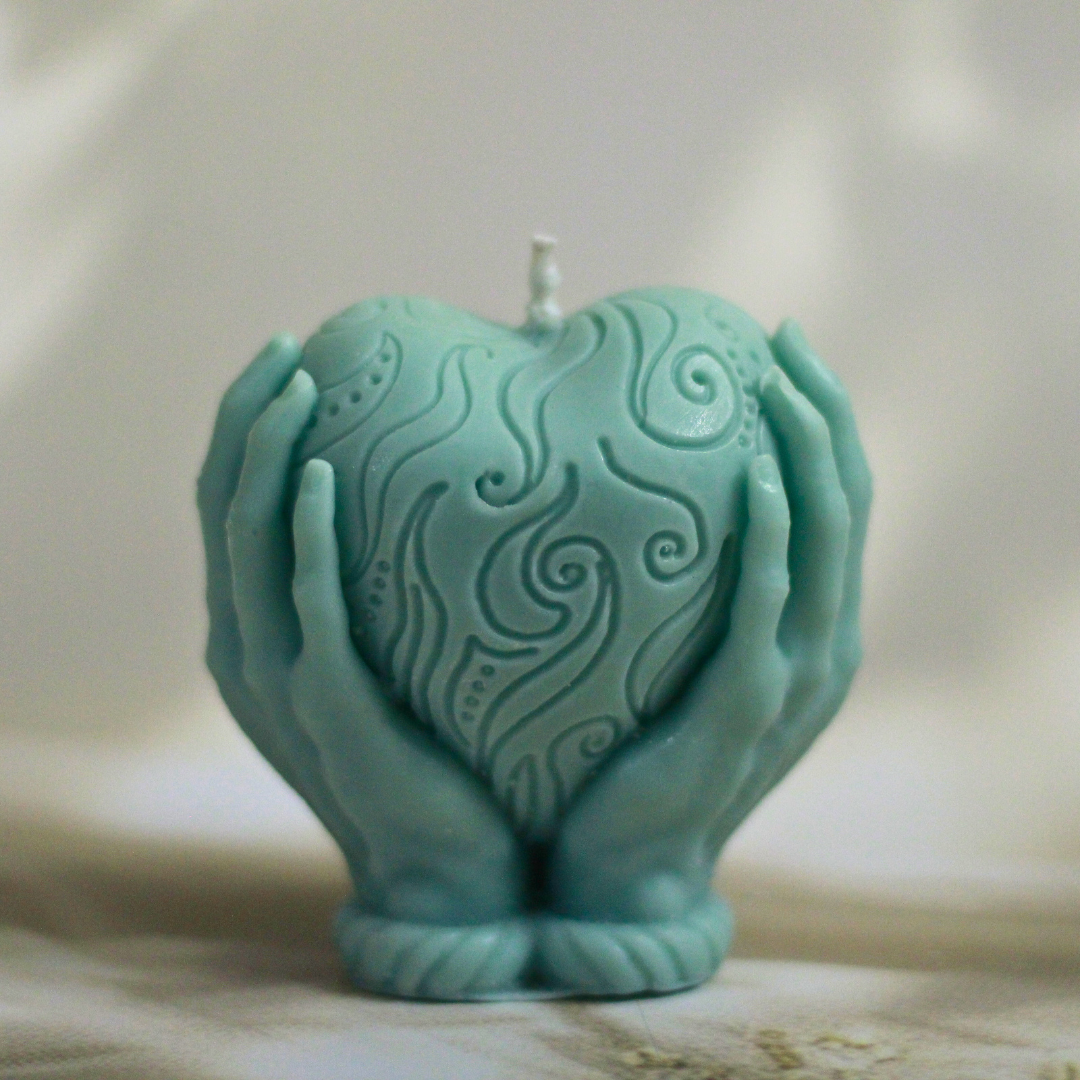 Heart-in-Hand Blessing Soy Candle (set of 2) | Symbol of Love, Protection & Healing