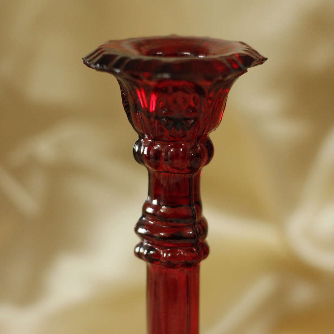 Mystic Scarlet Glass Candle Stand – Elegant Rituals Candle Holder