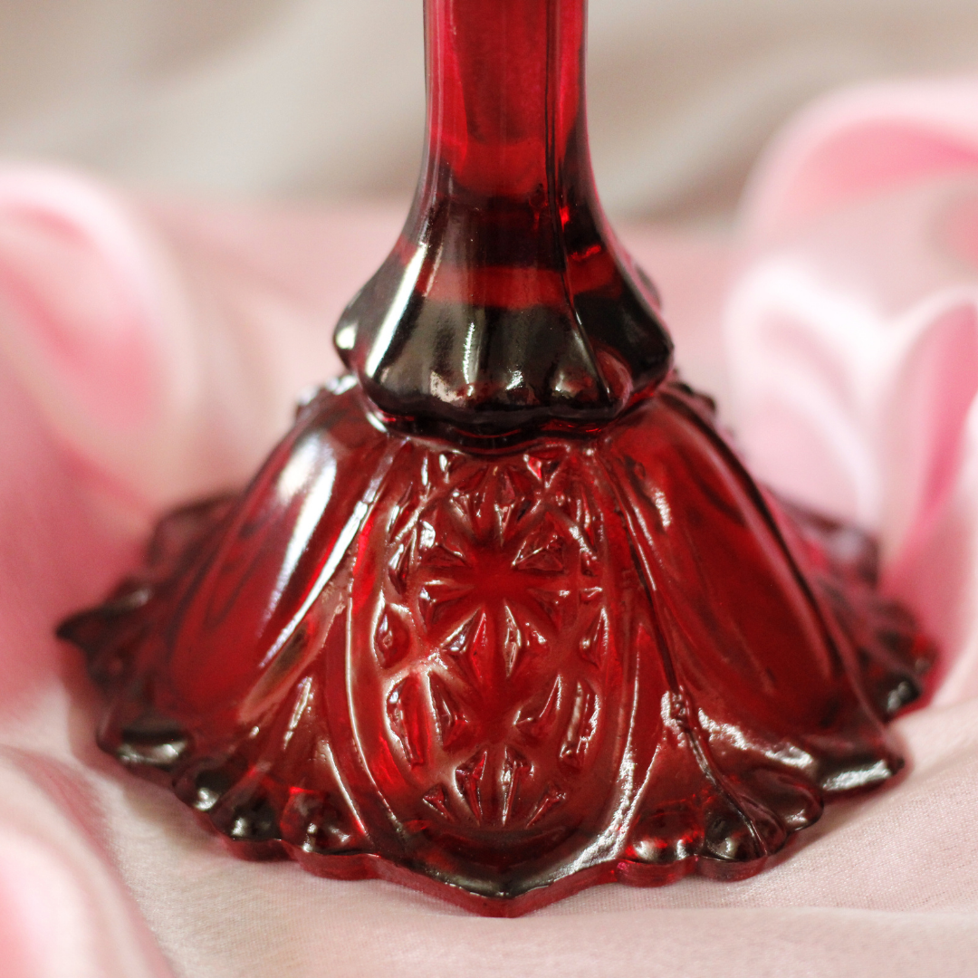 Mystic Scarlet Glass Candle Stand – Elegant Rituals Candle Holder