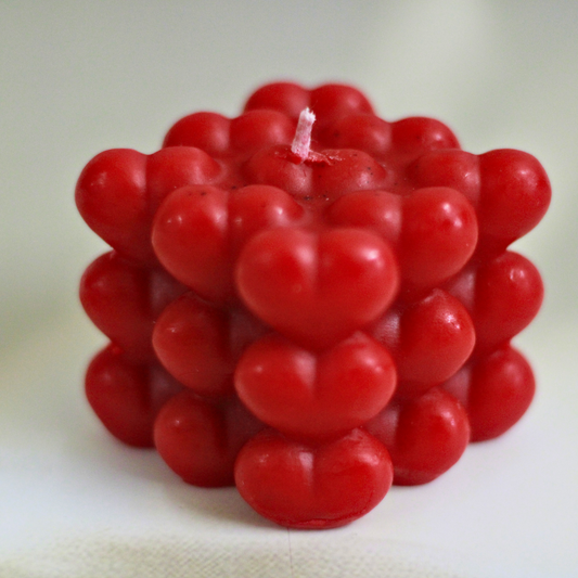 Bold Red Heart Pillar Bubble Candles | Luxury Gifting