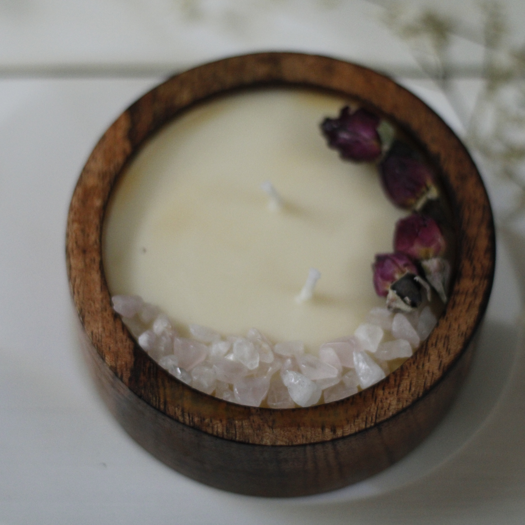 wooden base Intention Soy Candle