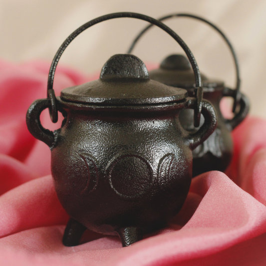 Triple Moon Goddess Cast Iron Cauldron | Perfect for Smudging, , Rituals, and Decor