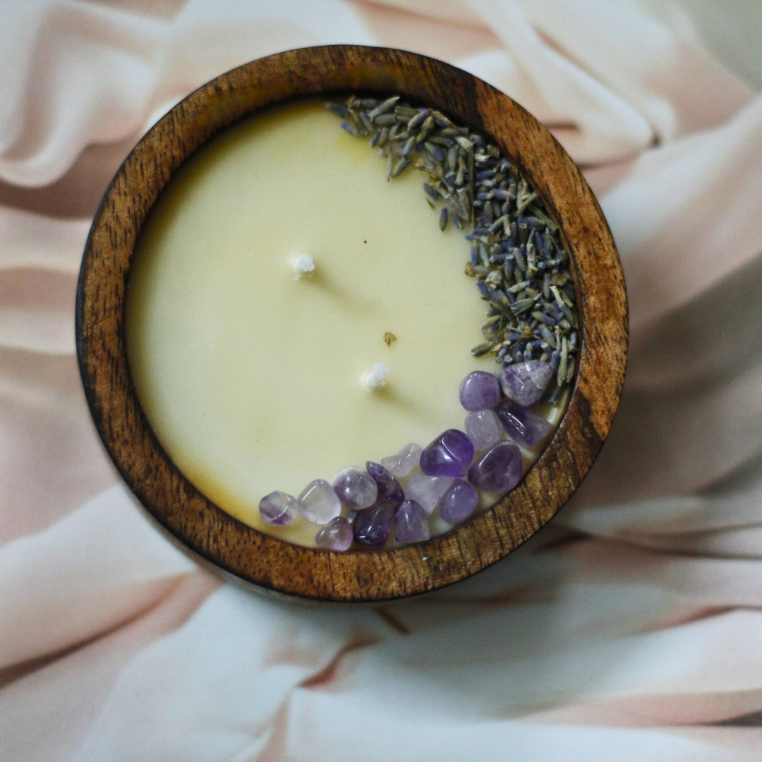 wooden base Intention Soy Candle